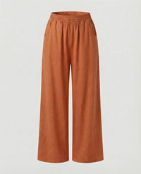 Teodora Linen Blend Trousers with Side Pockets and Pockets in Orange