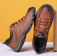 Men's Leather Lace-Up Orthopedic Sneakers - Low Top