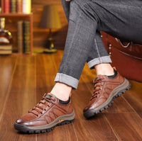 Men's Leather Lace-Up Orthopedic Sneakers - Low Top