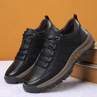 Men's Leather Lace-Up Orthopedic Sneakers - Low Top