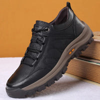 Men's Leather Lace-Up Sneakers - Low Top