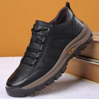 Men's Leather Lace-Up Orthopedic Sneakers - Low Top