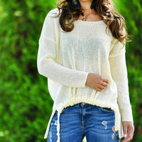 Tessa Casual Knit Sweater with Side Split in Grey