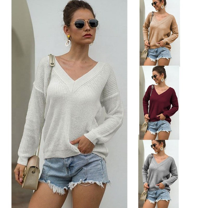 Tessa Casual Knit Sweater with V-Neck