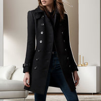 Tessa Elegant Trench Coat in Black