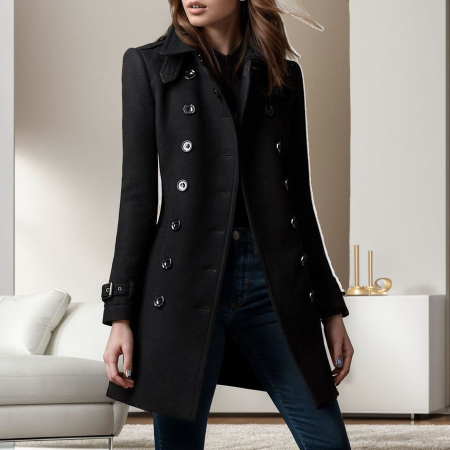 Tessa Elegant Trench Coat in Black