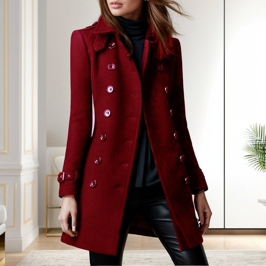 Tessa Elegant Trench Coat in Wine Red