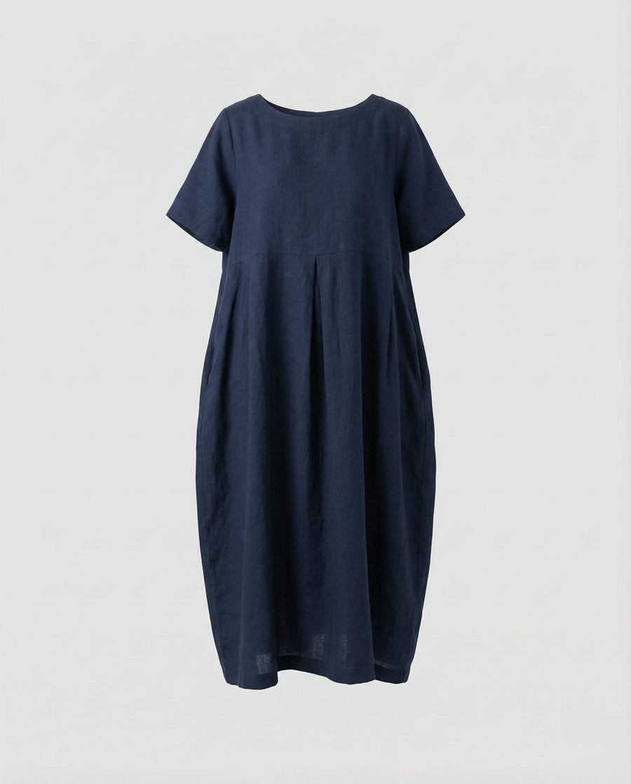 Tessa Linen Maxi Dress in Navy