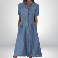 Tess™ Stylish Denim Dress in Blue