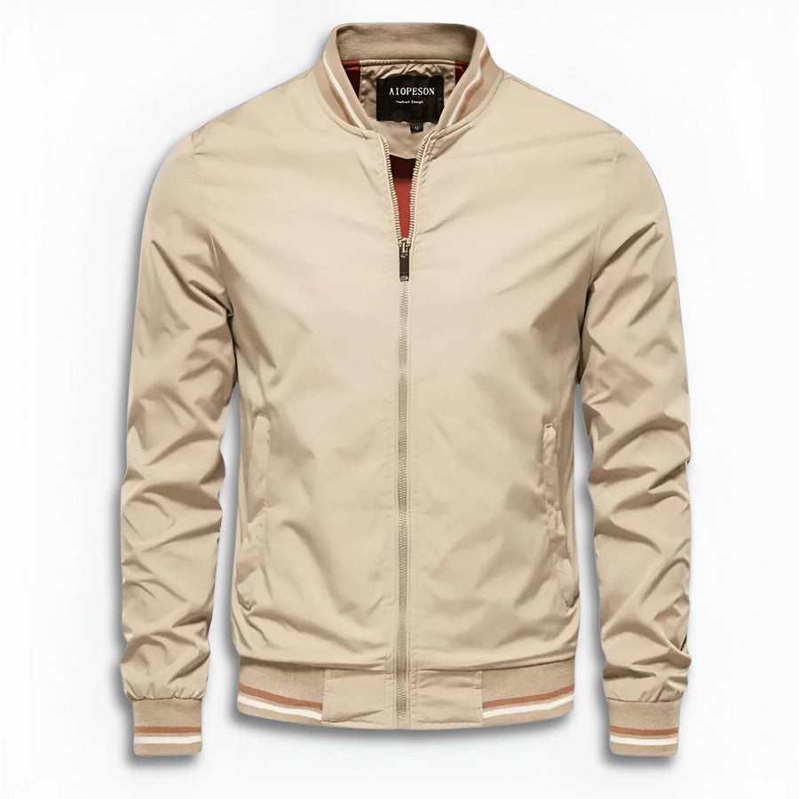 Teun Casual Jacket with Stand Collar in Beige