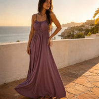 Thalara Women's Backless Tie Maxi Dress with Split