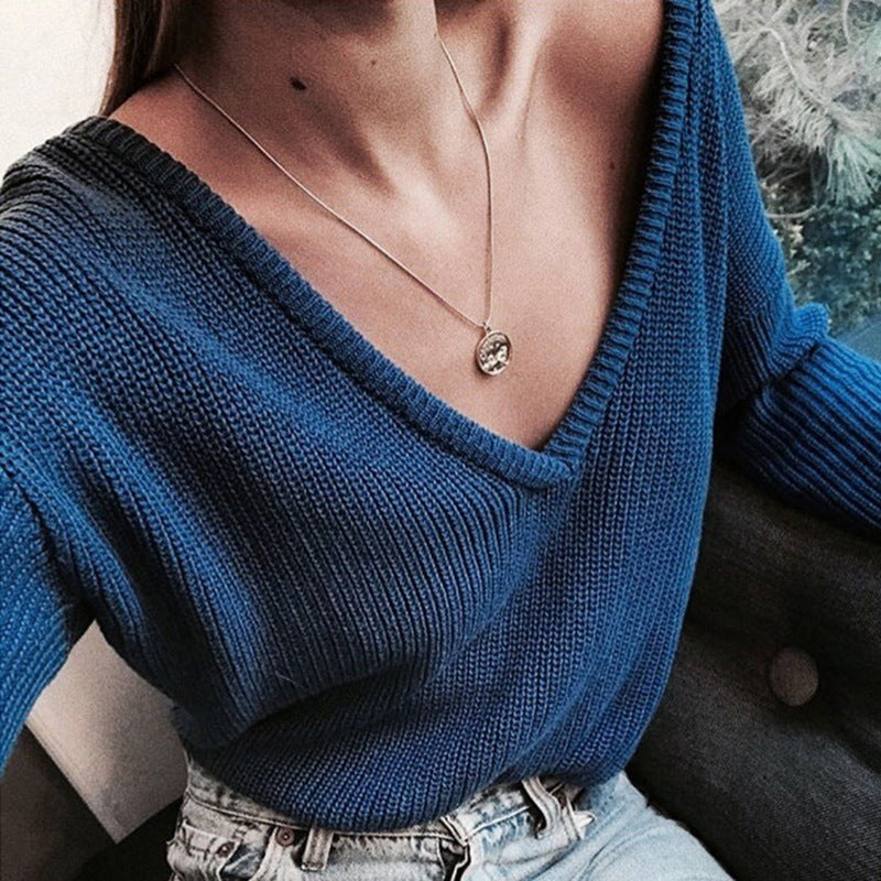 Thalassa Casual Knit Sweater with V-Neck