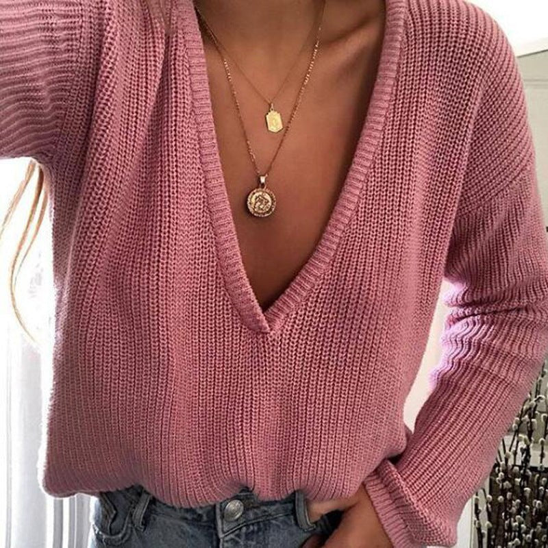 Thalassa Casual Knit Sweater with V-Neck