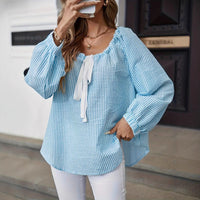 Thalassa Elegant Blouse with Crew Neck and Ruffles
