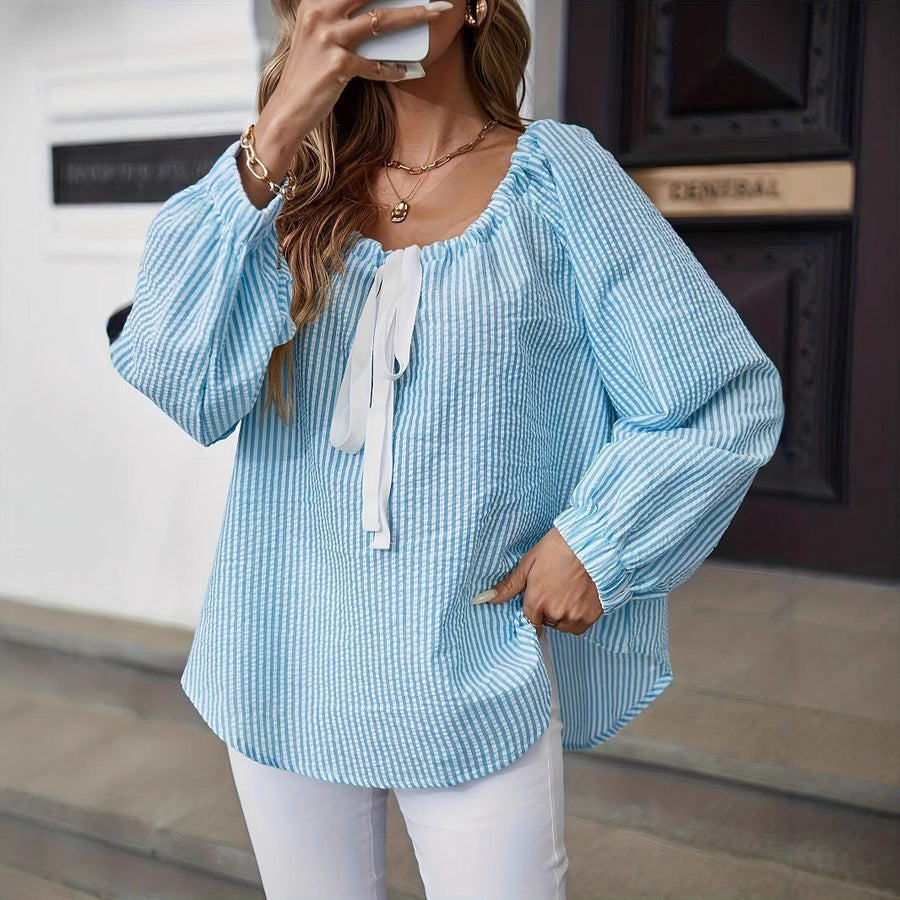 Thalassa Elegant Blouse with Crew Neck and Ruffles