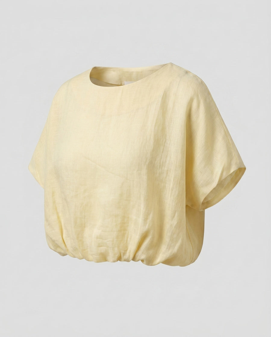 Thalia Casual Linen Top in Light Blue