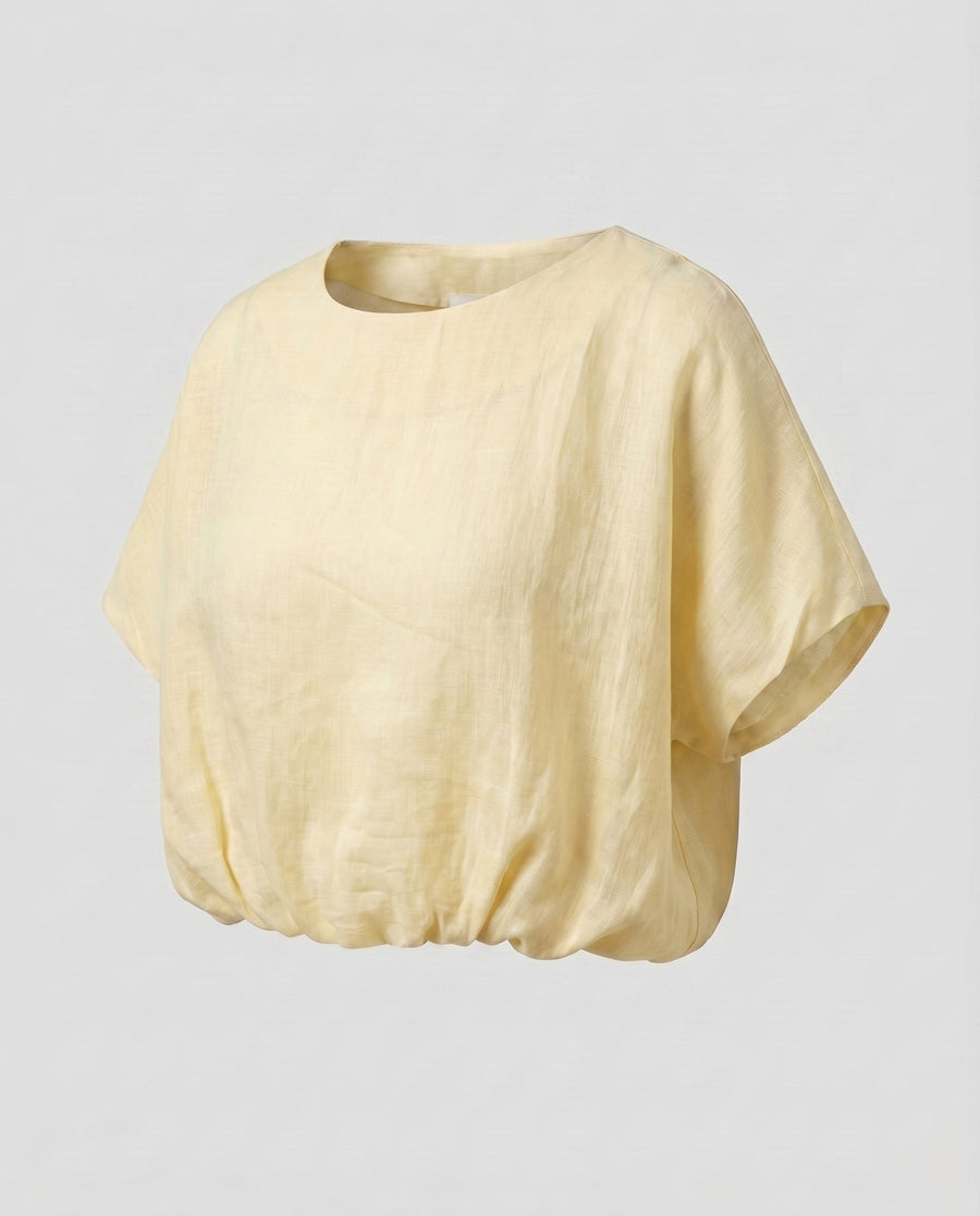 Thalia Casual Linen Top in Mondlicht