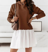 Thalia Dress with Ruffles in Coffee