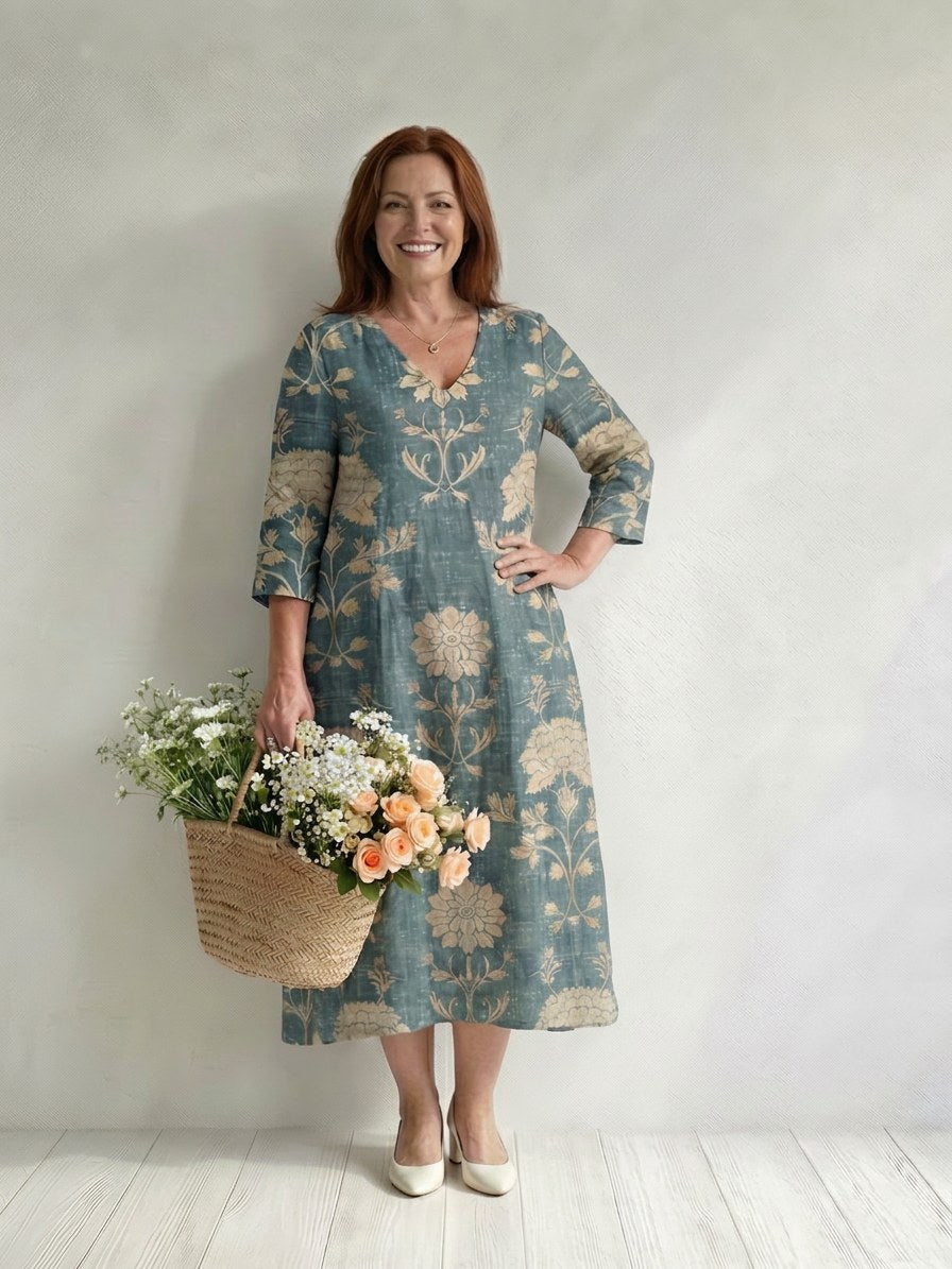 Thalwen Women's Wedding Guest Midi Dress Floral in Floral