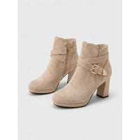 Tharvelle Women's Block Heel Ankle Boots in Beige