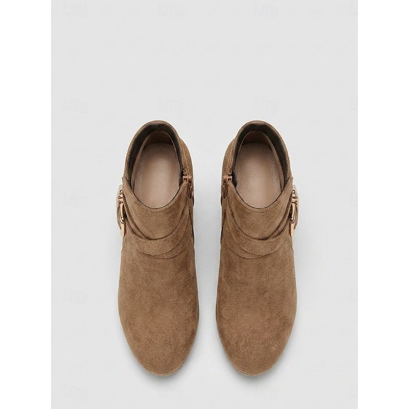 Tharvelle Women's Block Heel Ankle Boots in Beige