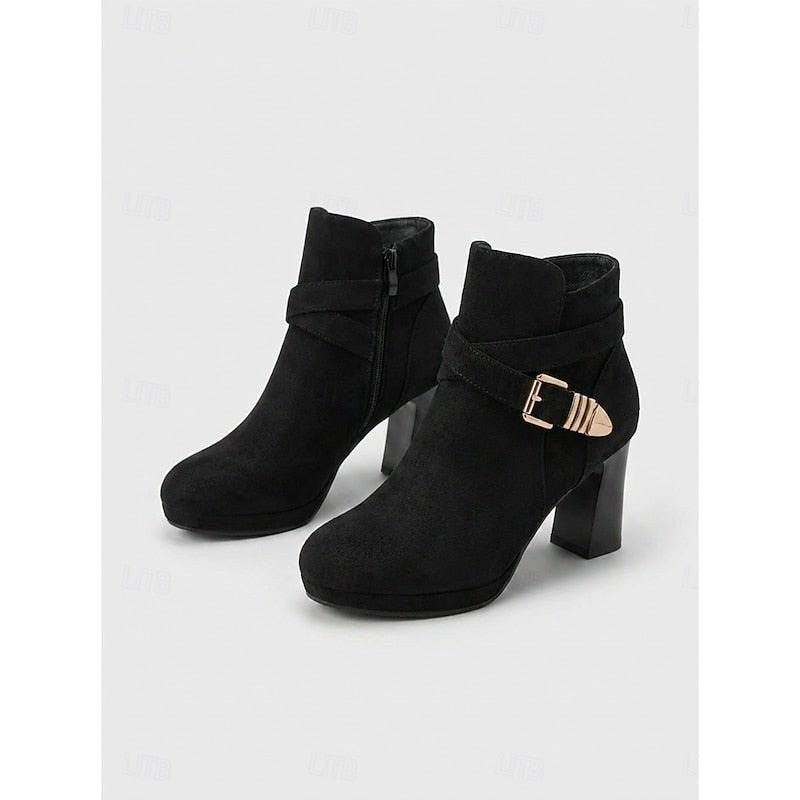 Tharvelle Women's Block Heel Ankle Boots in Black