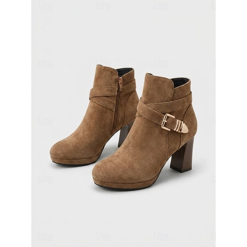 Tharvelle Women's Block Heel Ankle Boots in Light Brown