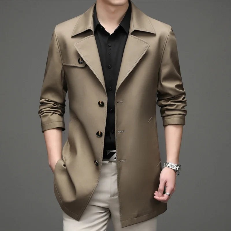 The Alessio Business Trench Coat in Khaki
