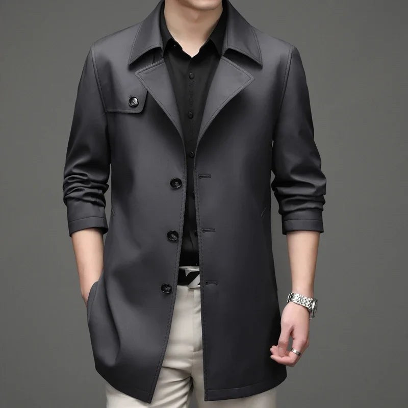 The Alessio Business Trench Coat in Slate Gray