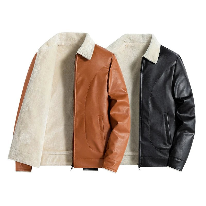 The Alessio Leather Jacket in Charcoal
