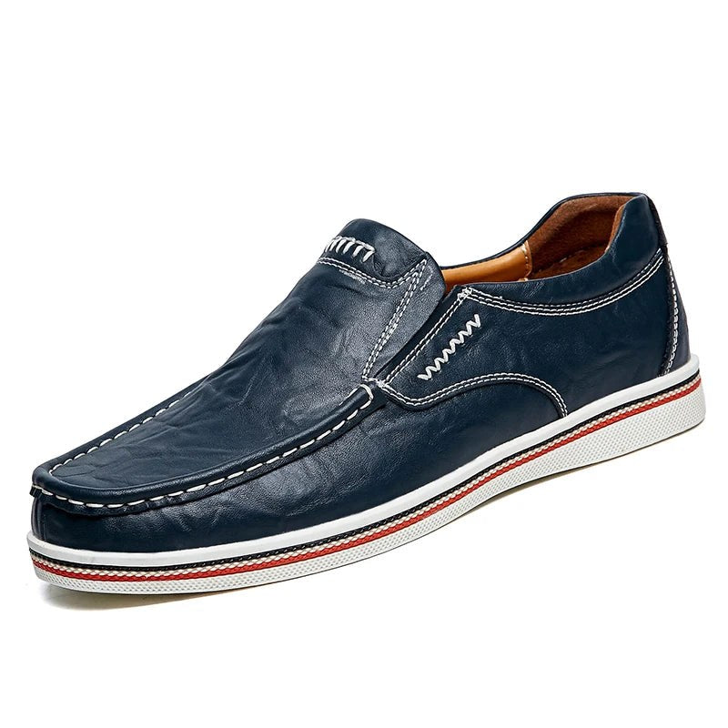 The Alta Genuine Leather Loafer in Navy Blue