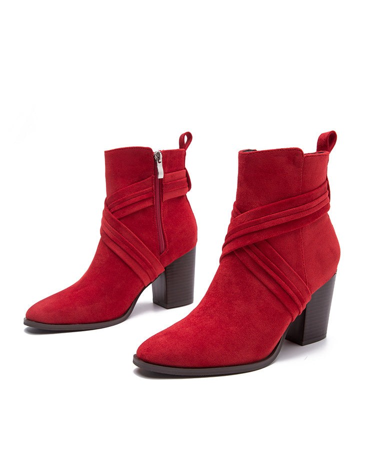 The Amara Ankle Boot in Ruby Red