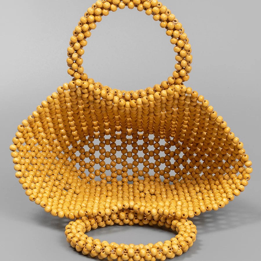 The Antibes Wooden Bead Tote in Ginger