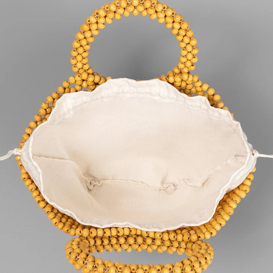 The Antibes Wooden Bead Tote in Ginger