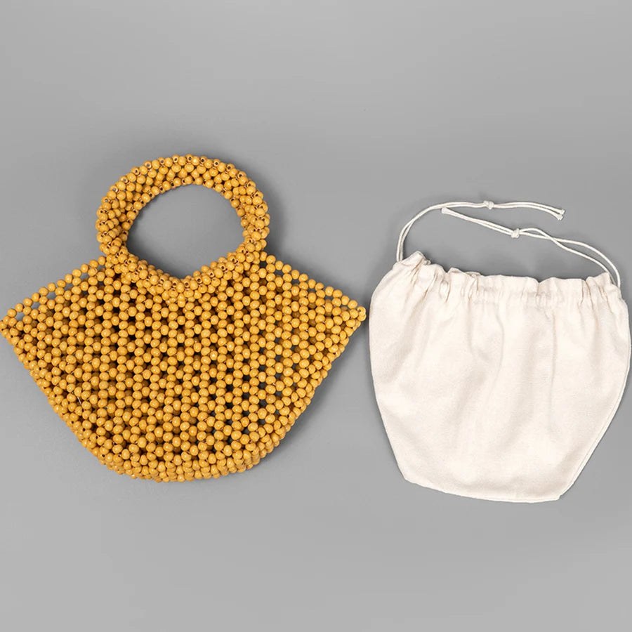 The Antibes Wooden Bead Tote in Ginger
