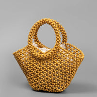 The Antibes Wooden Bead Tote in Ginger