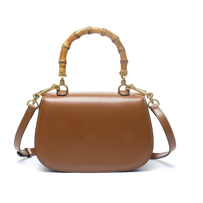 The Astor Bamboo Top-Handle Bag in Coffee