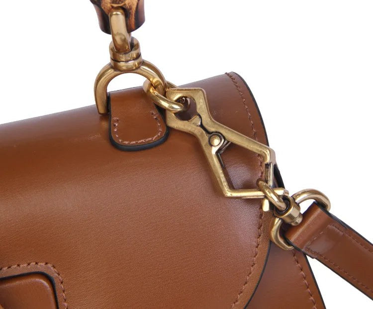 The Astor Bamboo Top-Handle Bag in Coffee