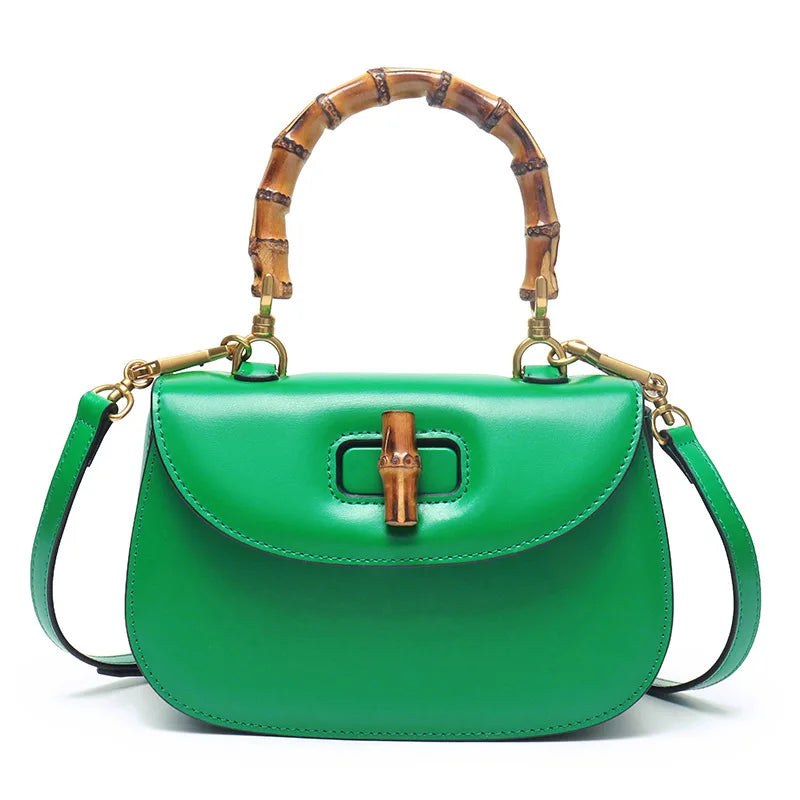 The Astor Bamboo Top-Handle Bag in Verde