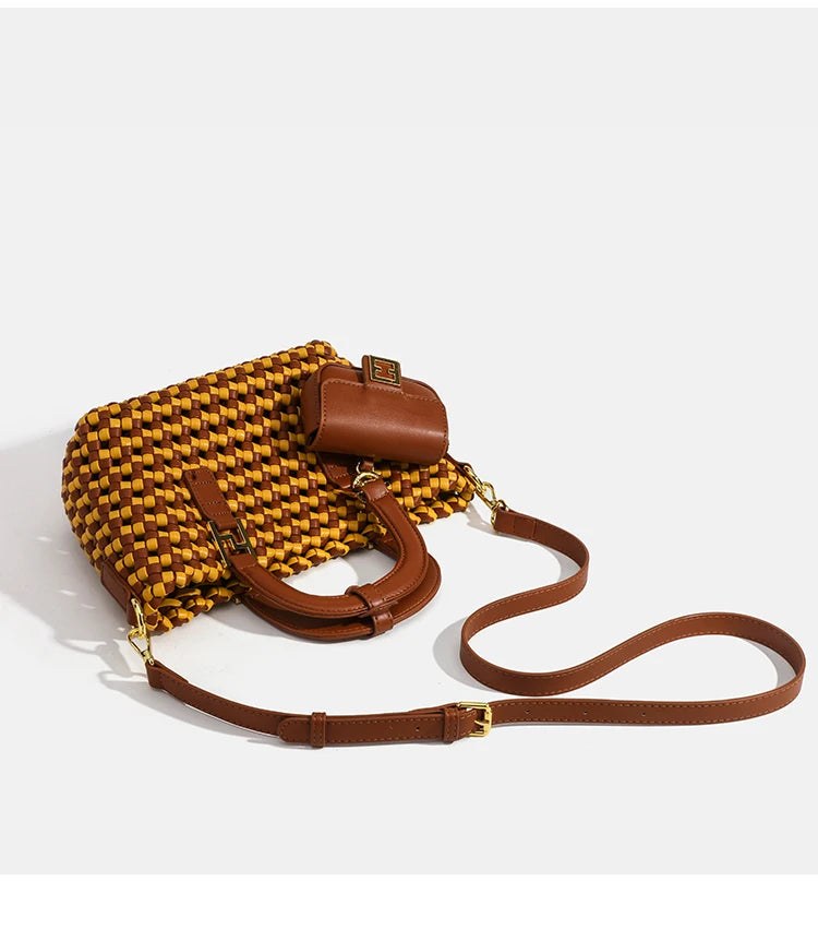 The Audrina Handwoven Purse in Yellow brown