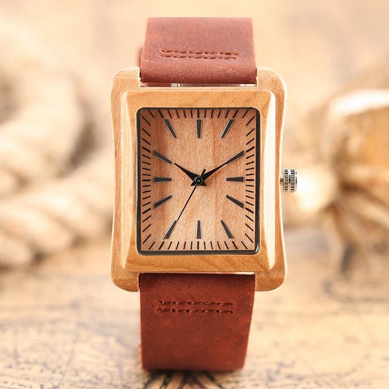The Bernadette Bamboo Watch, 38mm in Bamboo & Cherry