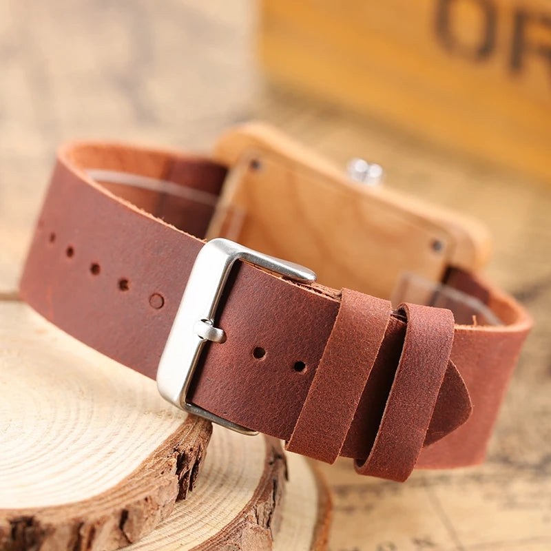 The Bernadette Bamboo Watch, 38mm in Bamboo & Cherry
