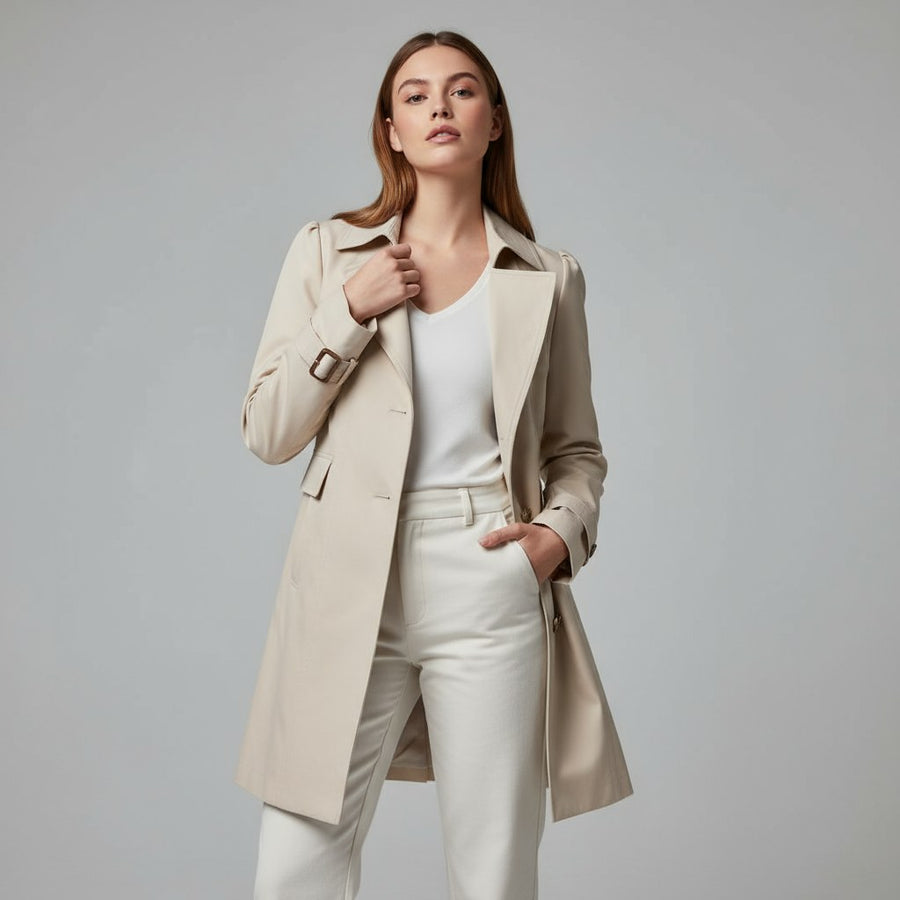 The Bernadette Trench Coat in Pearl