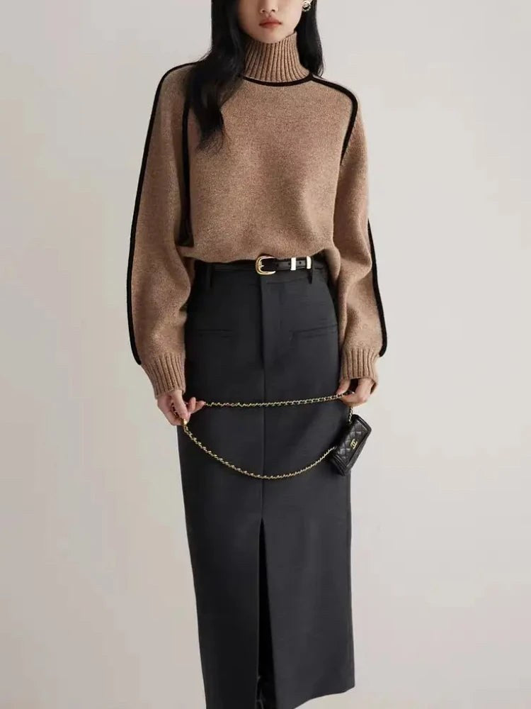 The Bernadette Turtleneck in Sienna Brown