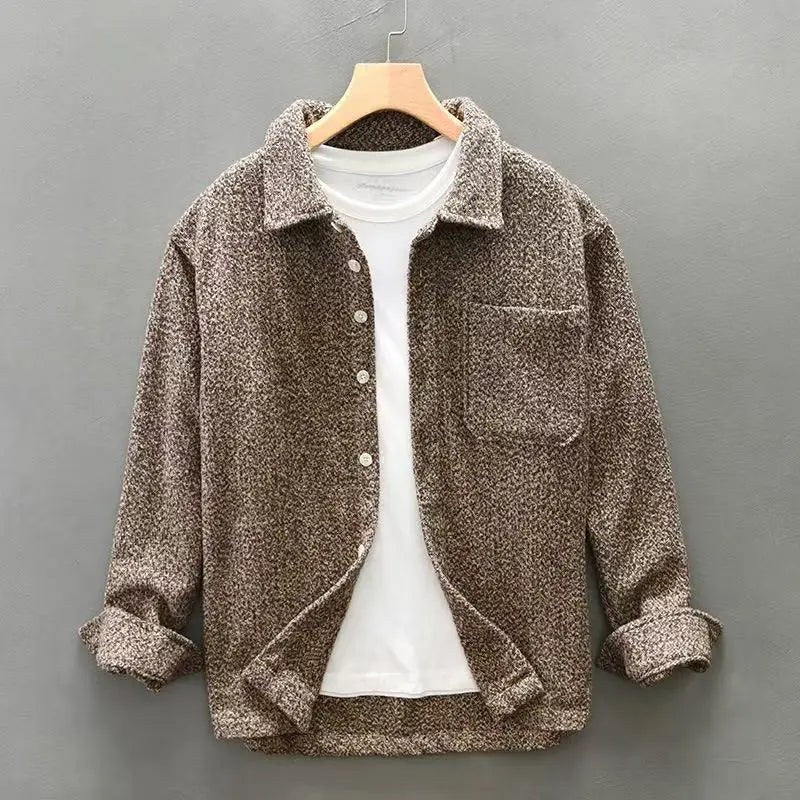 The Brighton Bouclé Button-down in Sienna Brown
