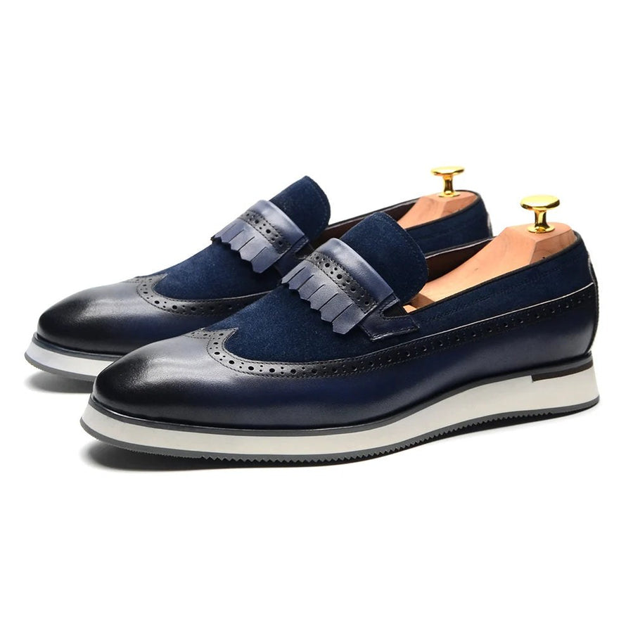 The Caldaro Kiltie Loafers in Navy Blue