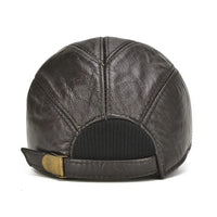 The Carlo Leather Cap in Charcoal