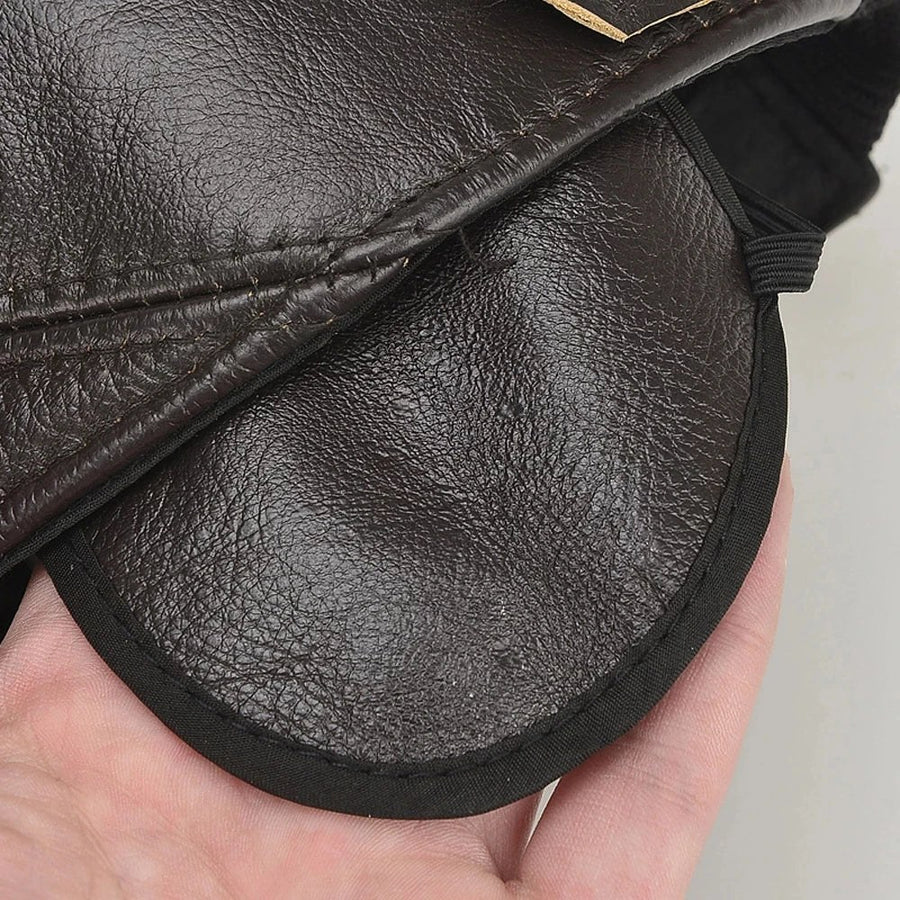 The Carlo Leather Cap in Charcoal