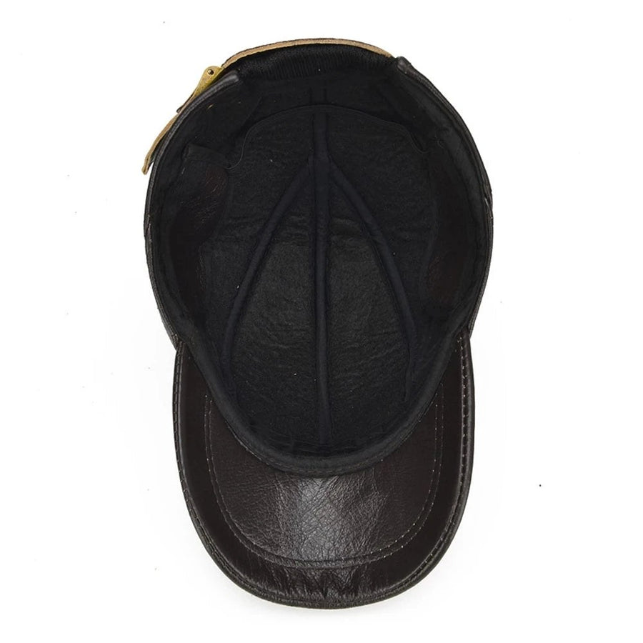 The Carlo Leather Cap in Charcoal