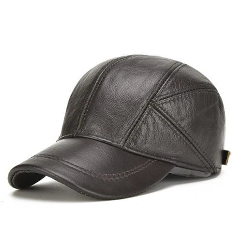The Carlo Leather Cap in Charcoal